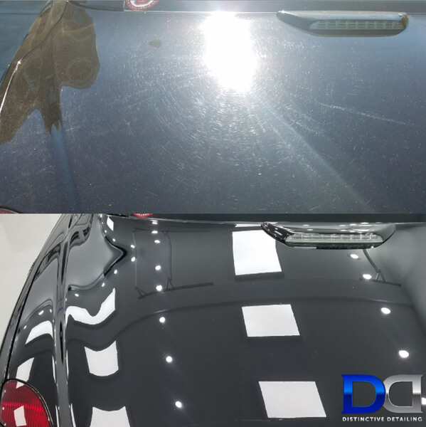 Paint correction and scratch repair on Porsche